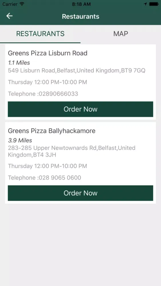 Zrzuty ekranu Greens Pizza