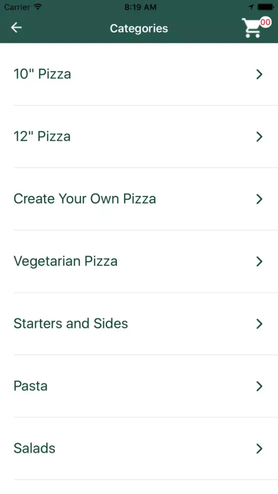 Zrzuty ekranu Greens Pizza