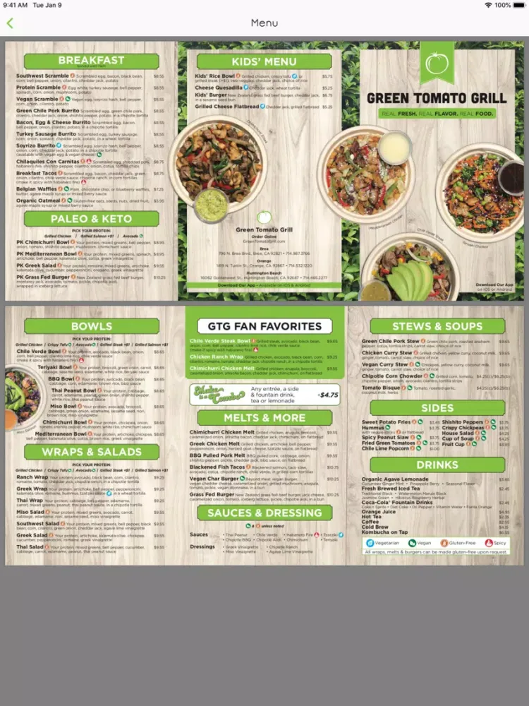Captures d'écran de Green Tomato Grill iPad 