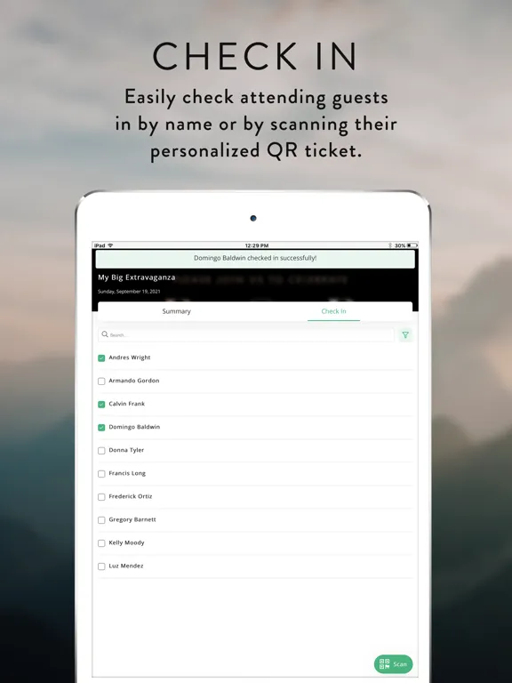 Greenvelope Check-In iPad  স্ক্রিনশট