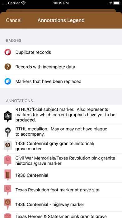 Texas Historical Marker Guide Screenshots