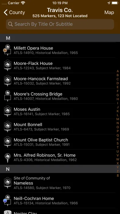 Texas Historical Marker Guide Screenshots