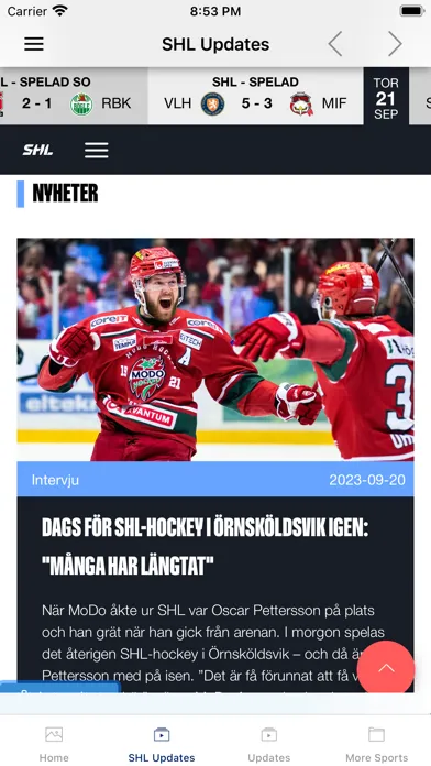 Ảnh chụp màn hình của SHL Swedish Hockey