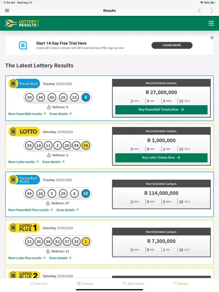 Capturas de tela do Sa Powerball Results &Forecast iPad 