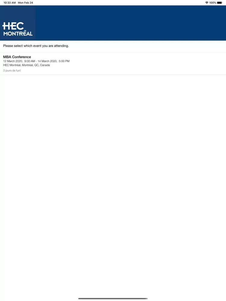 Zrzuty ekranu HEC Événements iPad 