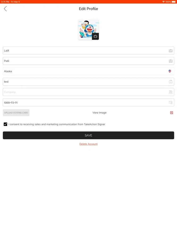 Ảnh chụp màn hình của TakeAction - Signer iPad 