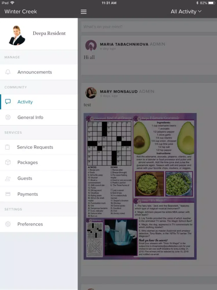 Tangkapan layar Avana Pleasanton iPad 