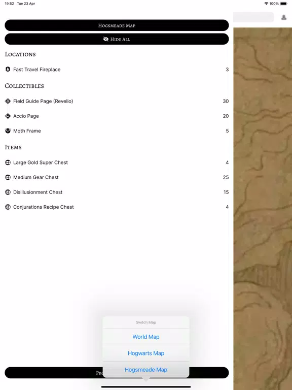 Screenshot di Maps, Tips for Hogwarts Legacy iPad 