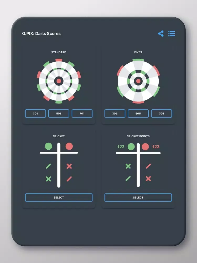 G.PIX: Darts Scores iPad  Screenshots