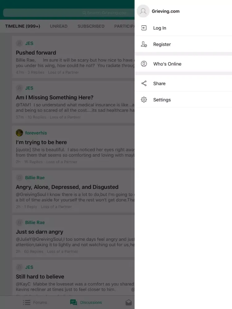 Grieving.com iPad  Ekran Görüntüleri