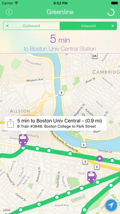 Greenline - MBTA Tracker سکرین شاٹس