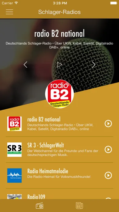 Capturas de tela do Schlager-Radio