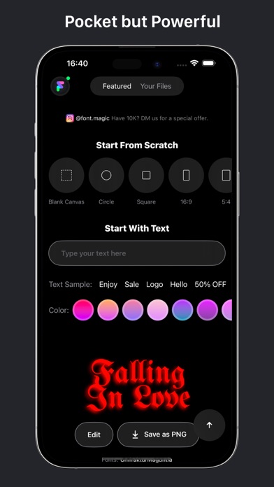 Zrzuty ekranu Font Magic: Reels, Logo, Story