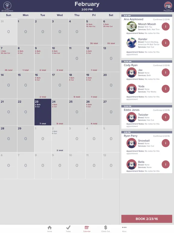 Capturas de pantalla de Groomer.io iPad 