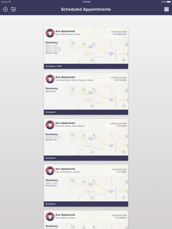 Capturas de pantalla de Groomer.io iPad 
