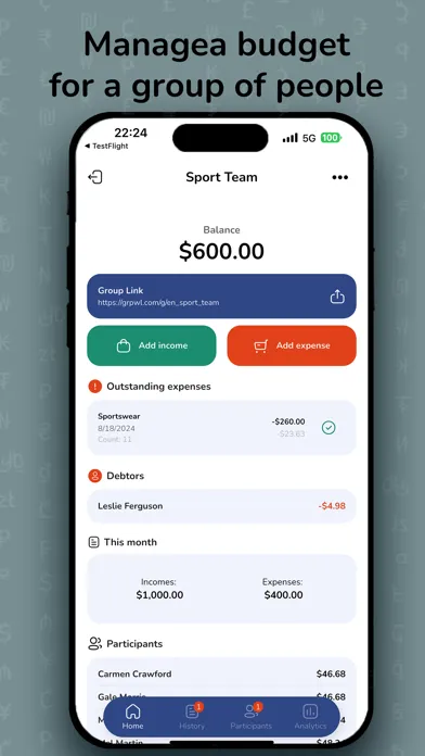 Treasurer: Group Expenses Screenshots
