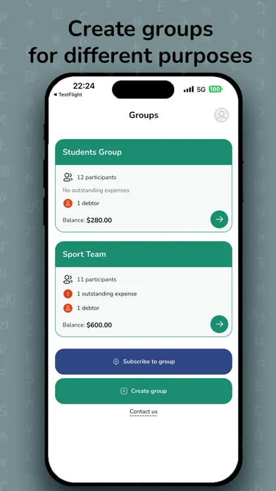 Treasurer: Group Expenses Screenshots