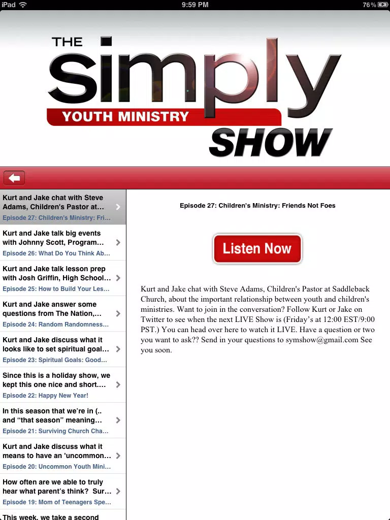ภาพหน้าจอของ Simply Youth Ministry iPad 