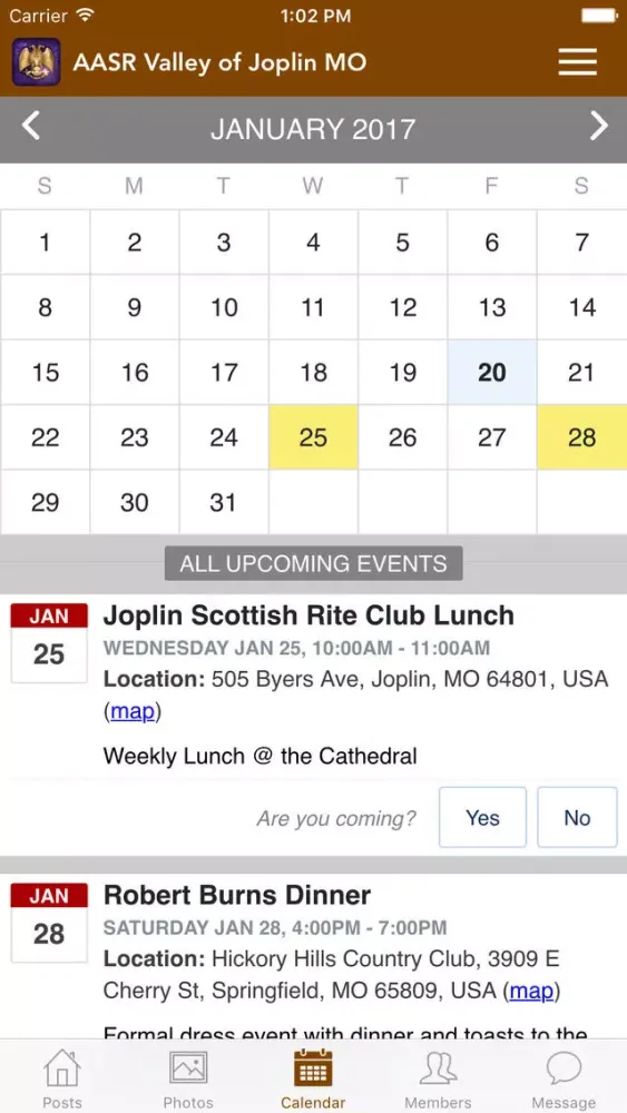 Joplin Scottish Rite سکرین شاٹس