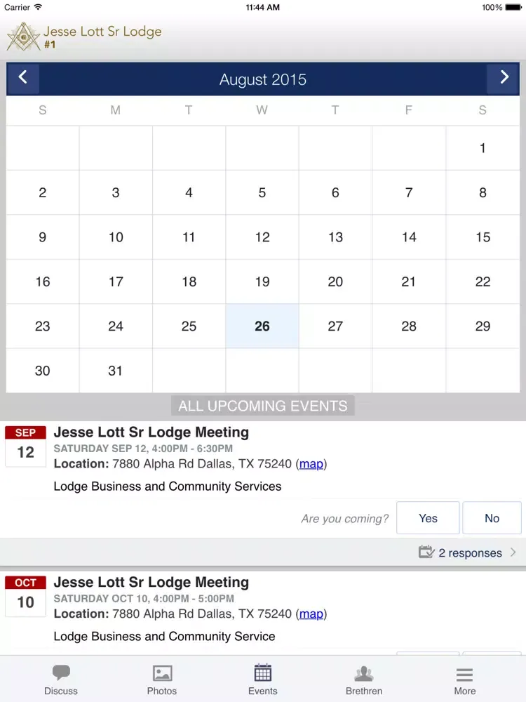 صور Jesse Lott Sr Lodge #1 iPad 