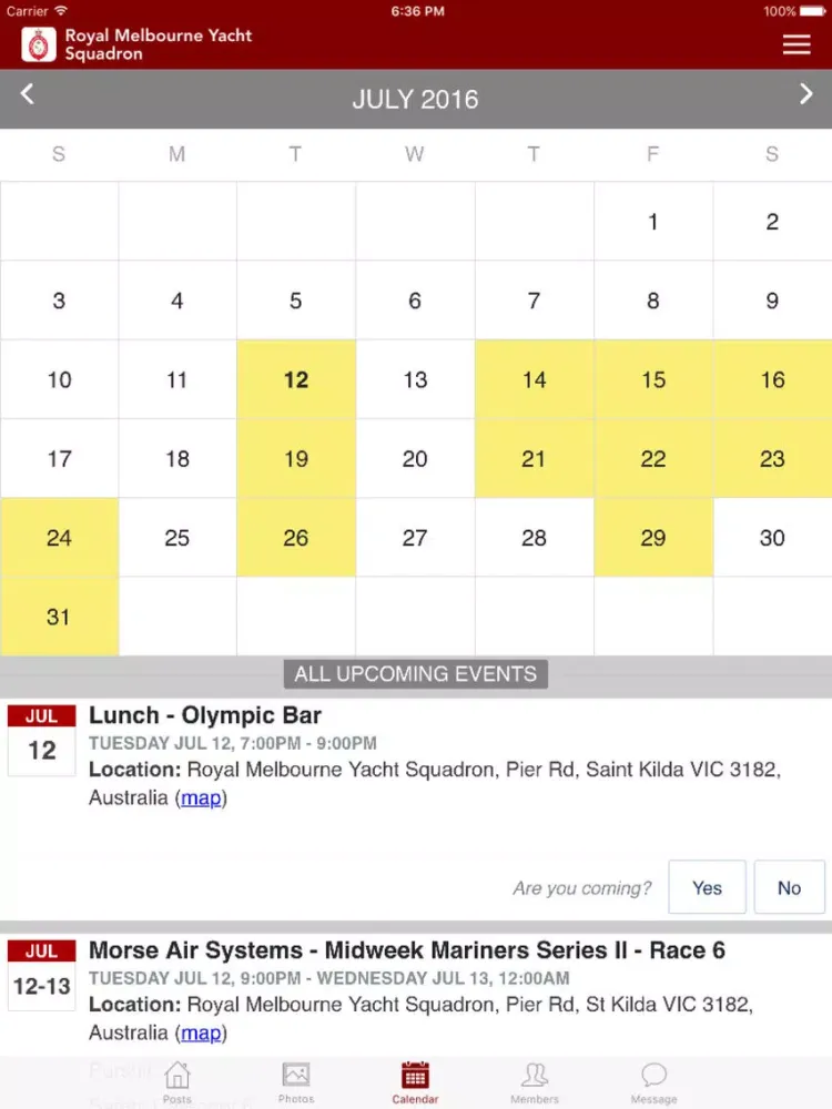 Royal Melbourne Yacht Squadron iPad  スクリーンショット