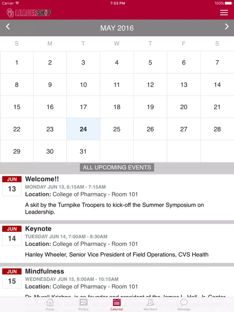 Screenshot di University of Oklahoma Leadership Symposium iPad 