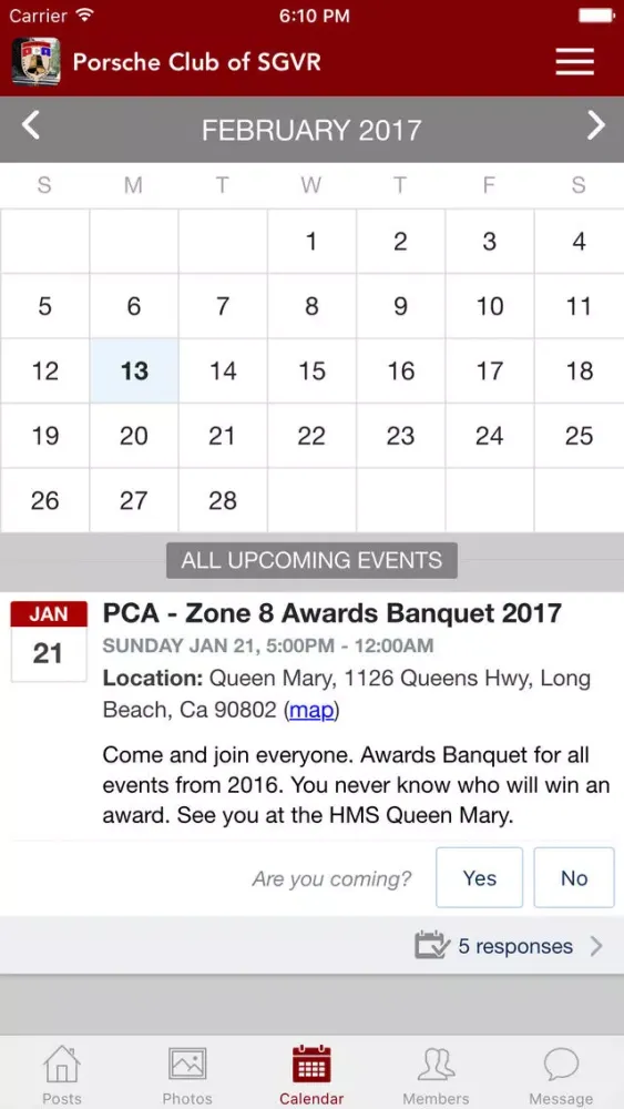 Ảnh chụp màn hình của The Porsche Club of San Gabriel Valley
