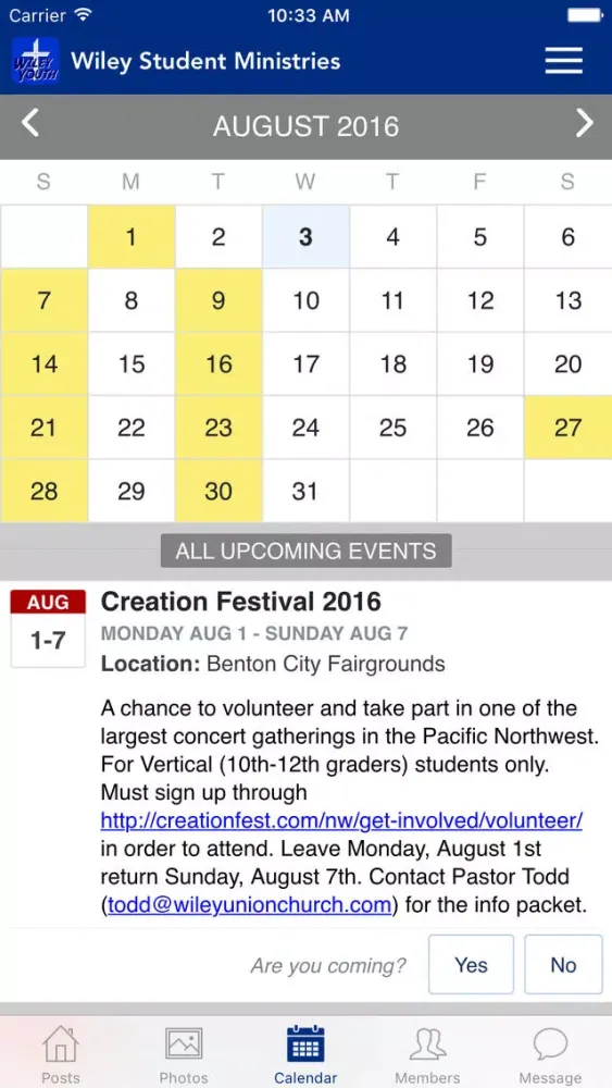 Captures d'écran de Wiley Student Ministries