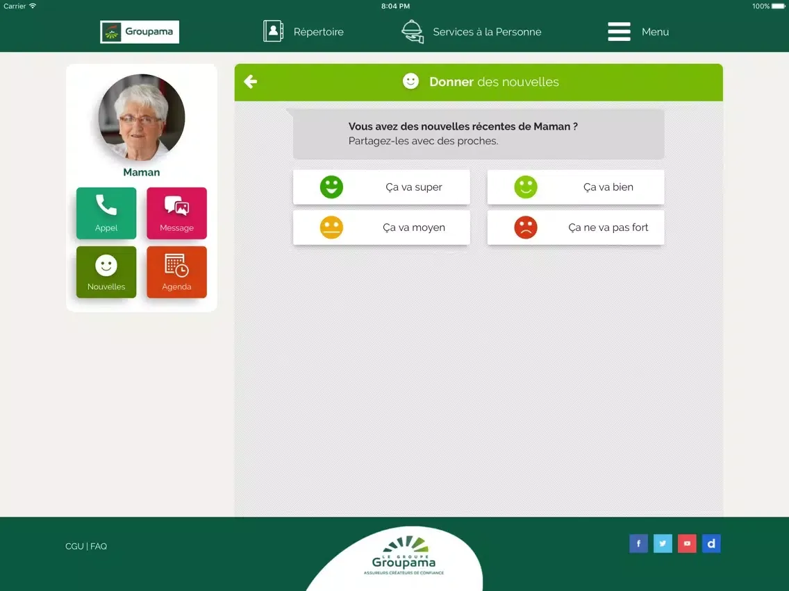 Tangkapan layar Noé de Groupama iPad 