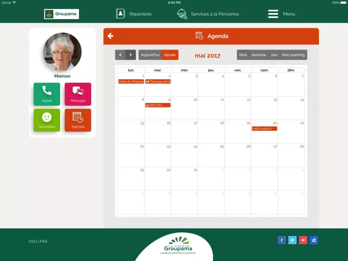 Tangkapan layar Noé de Groupama iPad 
