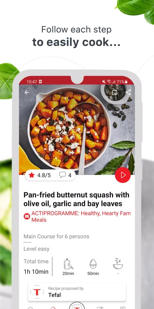 Capturas de tela do My Tefal, cooking together