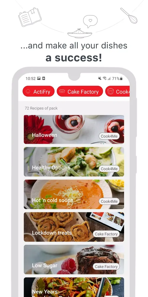 Capturas de tela do My Tefal, cooking together