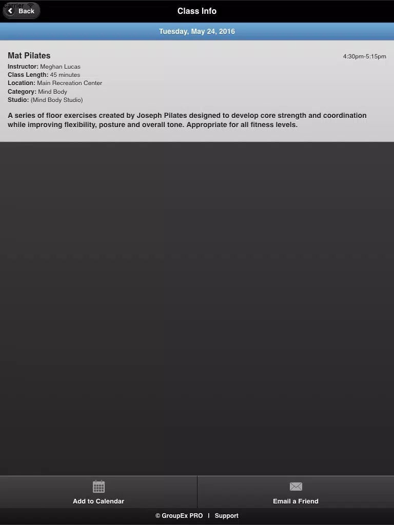 Zrzuty ekranu CU Fitness & Wellness - Schedule iPad 