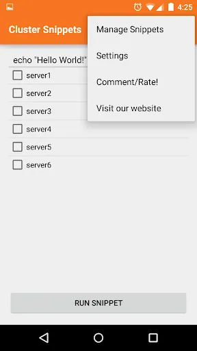 Captures d'écran de Cluster Snippet Plugin