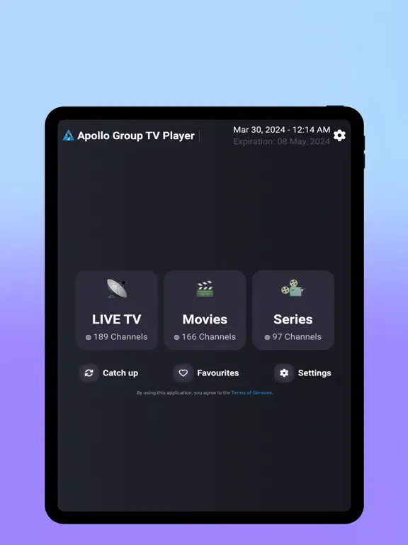 Apollo Group TV Player iPad  Screenshots