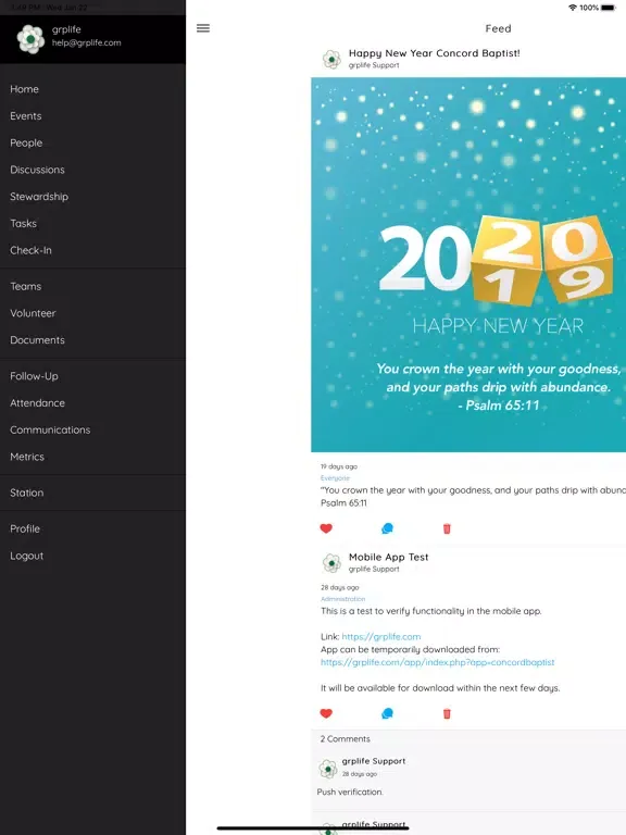 Скриншоты Concord Baptist Burnsville iPad 