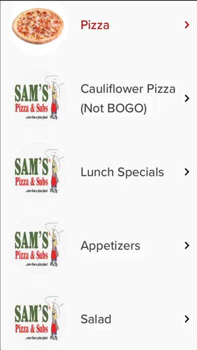 Tangkapan skrin Sam's Pizza and Subs
