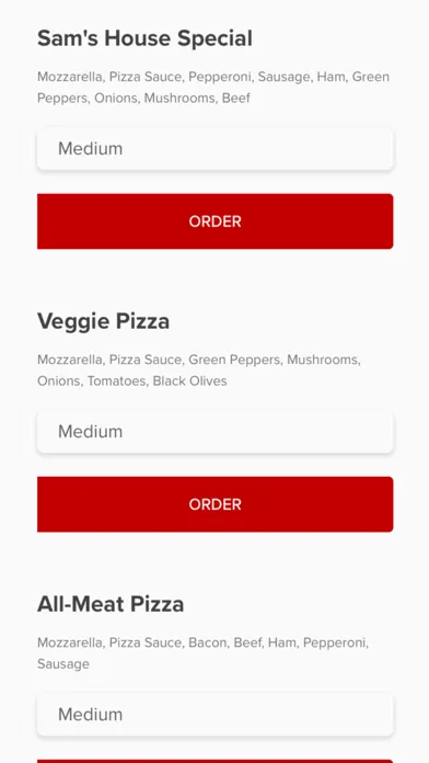 Tangkapan skrin Sam's Pizza and Subs