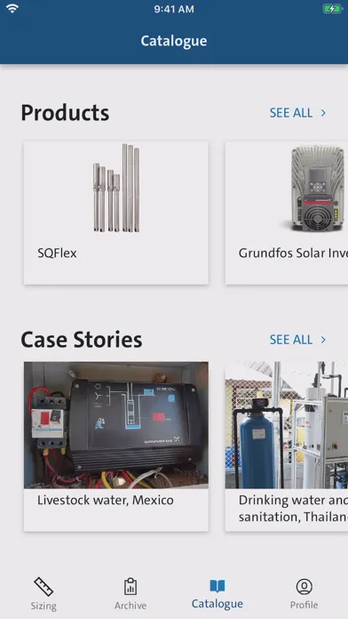 Captures d'écran de Grundfos GO Solar