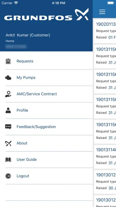 Captures d'écran de Grundfos SmArt Serv