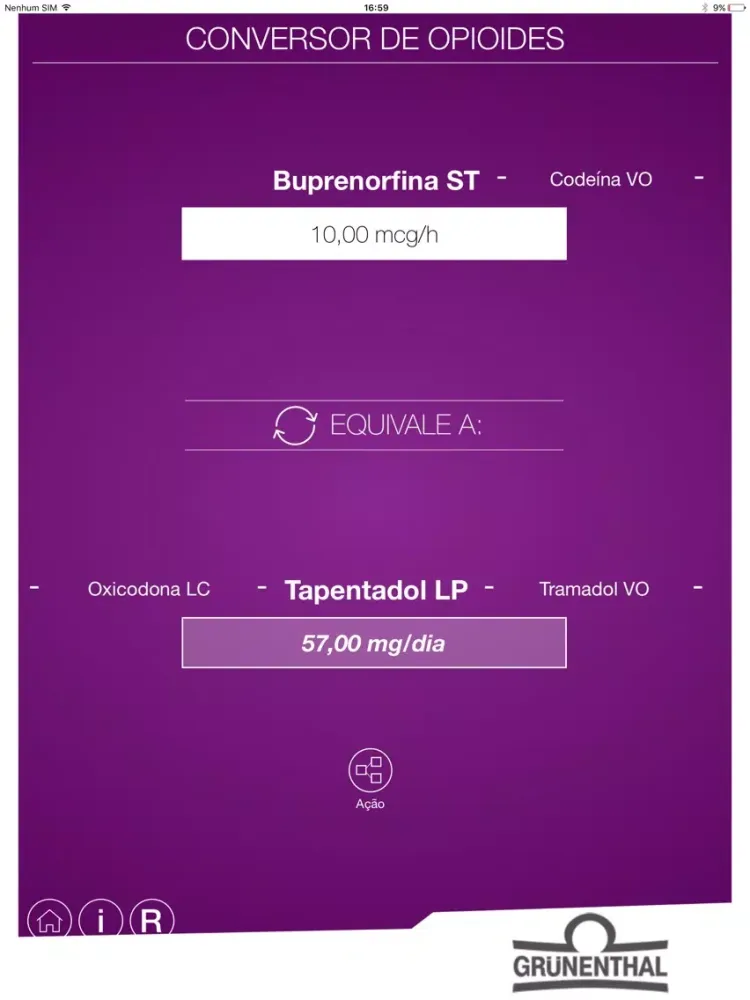 ภาพหน้าจอของ Conversor de Opioides Grünenthal iPad 