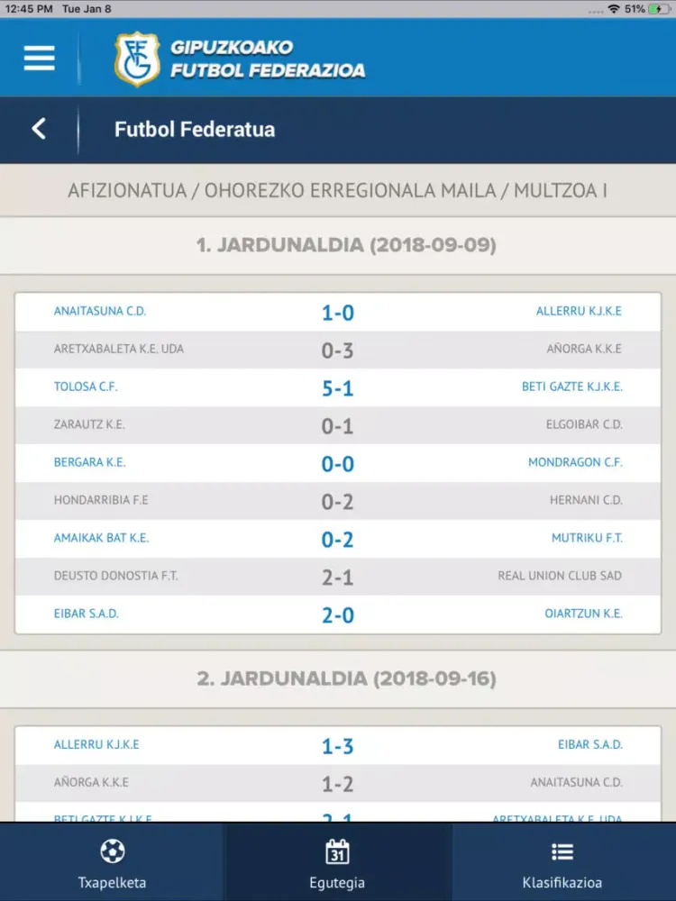 Gipuzkoako Futbol Federazioa iPad  سکرین شاٹس