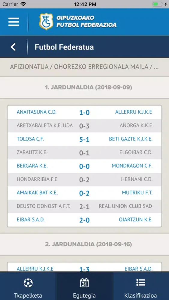 Gipuzkoako Futbol Federazioa سکرین شاٹس