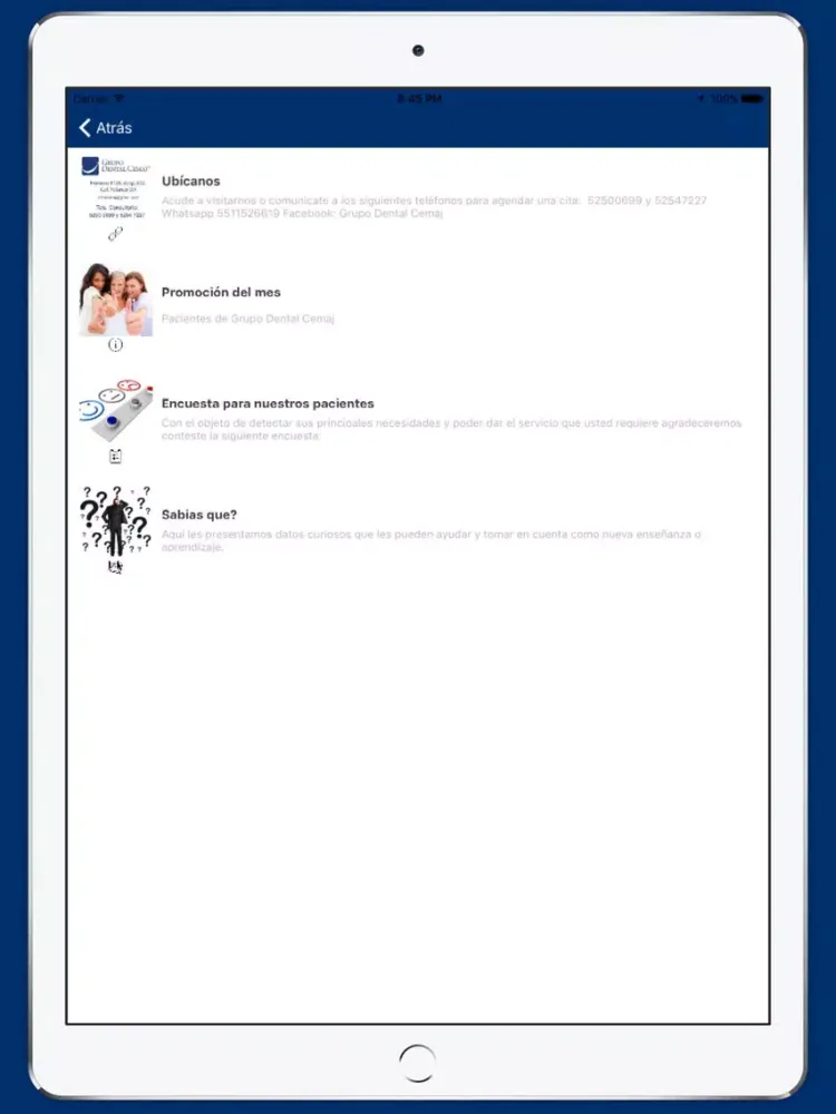 Скриншоты Grupo Dental Cemaj iPad 