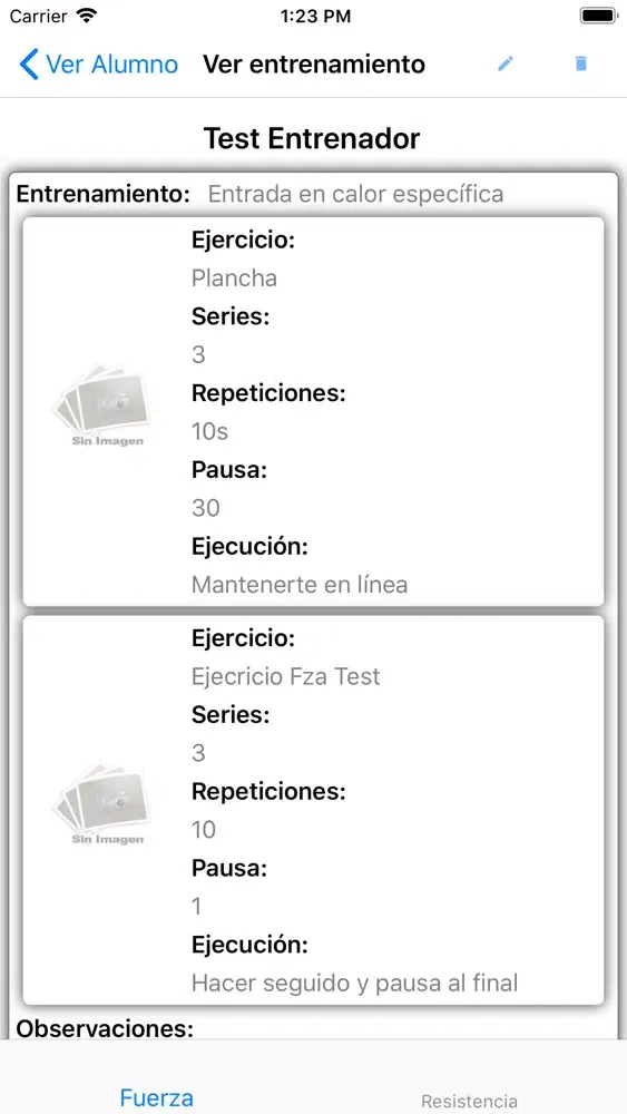 App Entrenador Screenshots