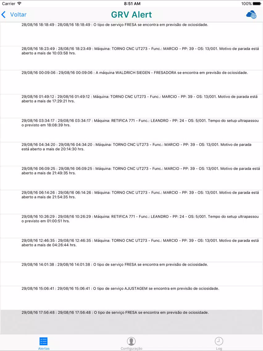 Ảnh chụp màn hình của GRV Alert iPad 