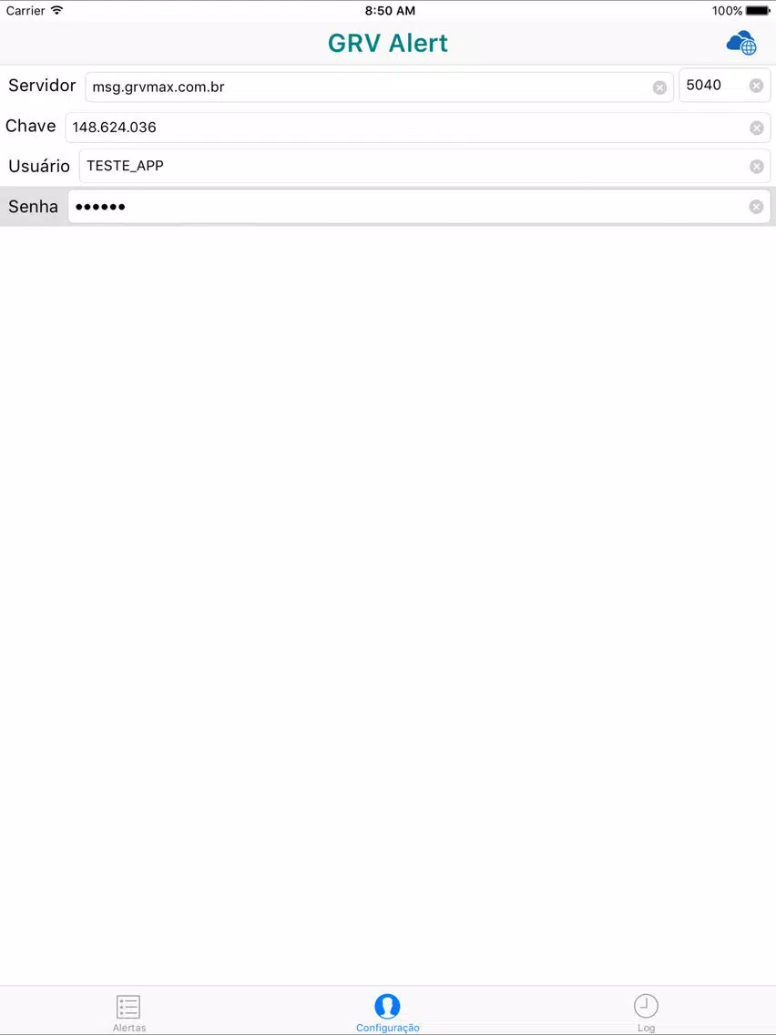 Ảnh chụp màn hình của GRV Alert iPad 