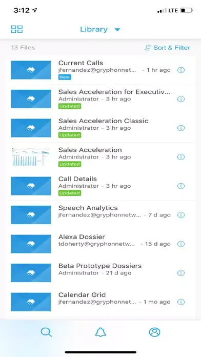Capturas de tela do Gryphon Post-Call Dashboards