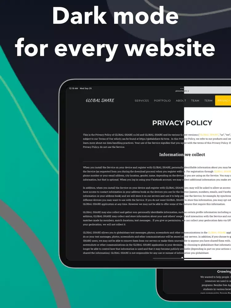 GS Dark - Dark mode for Safari iPad  Screenshots