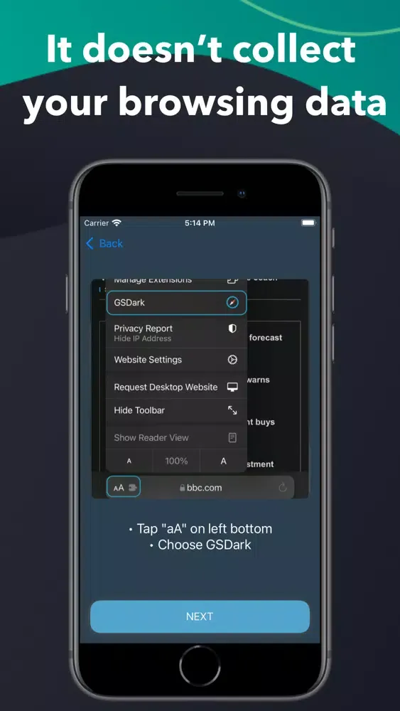 GS Dark - Dark mode for Safari Screenshots